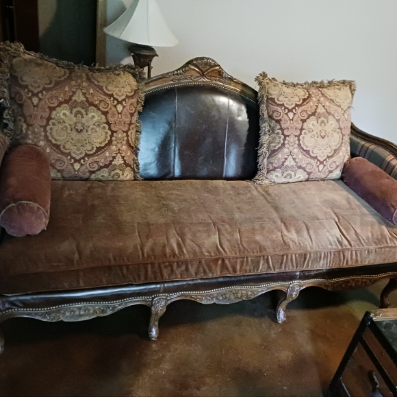 Plunkett Leather & Wood Couch - Picture 4 of 16